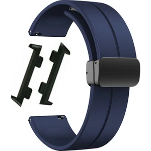 Oppo Watch 46MM Kordon Silikon Mıknatıslı Ayarlanabilir HS19 Lacivert
