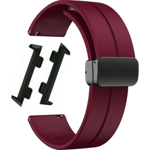 Oppo Watch 46MM Kordon Silikon Mıknatıslı Ayarlanabilir HS19 Mürdüm