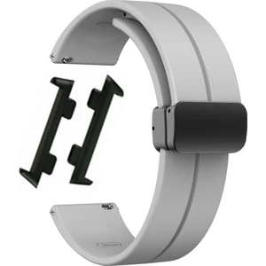 Oppo Watch 46MM Kordon Silikon Mıknatıslı Ayarlanabilir HS19 Gri