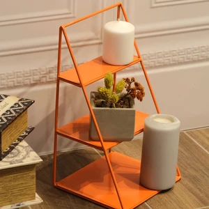 3 Katlı Turuncu Piramit Metal Organizer - Çok Amaçlı Aksesuar Rafı - Stardust