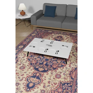 Furnature Design 60X90 cm Yer Sofrası Katlanır Ayaklı Portatif Yemek Hamur Açma Masası Beyaz