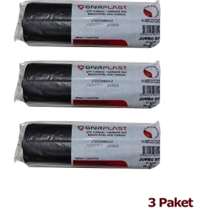 Endüstriyel Jumbo Çöp Torbası Poşeti 2 Kat Siyah 400 gr 80X110 cm 10 x 3 Rulo