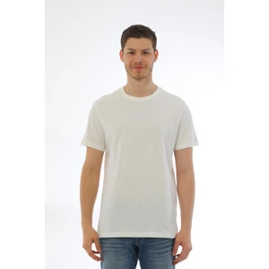 Penye Bizden Erkek Basic Regular Fit %100 Pamuk Bisiklet Yaka T-Shirt-Krem
