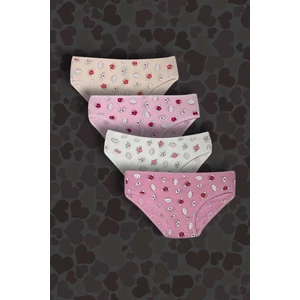 Gri Mor Tekstil 4'lü Kız Çocuk Kalp Desenli Slip Külot