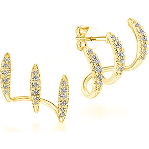 Shining Stars Tek Delik Üçlü Özel Tasarım Tarz 925 Pençe Taşlı Küpe (Yurt Dışından)