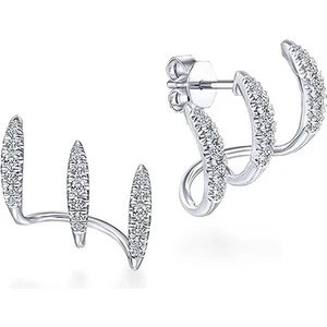 Shining Stars Tek Delik Üçlü Özel Tasarım Tarz 925 Pençe Taşlı Küpe (Yurt Dışından)