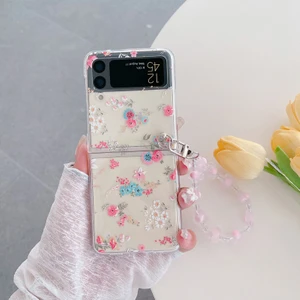 For Samsung Galaxy Z Flip 3 Şakayık Küçük Çiçek Çiçekleri Bilezik Cep Telefonu Kılıfları (Yurt Dışından)