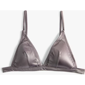Üçgen Bikini Üstü Parlak Kaplı İnce Askılı