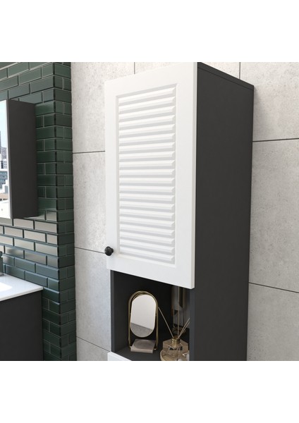 Yıldız Elegance Banyo Boy Dolabı Luxe Antrasit-Beyaz