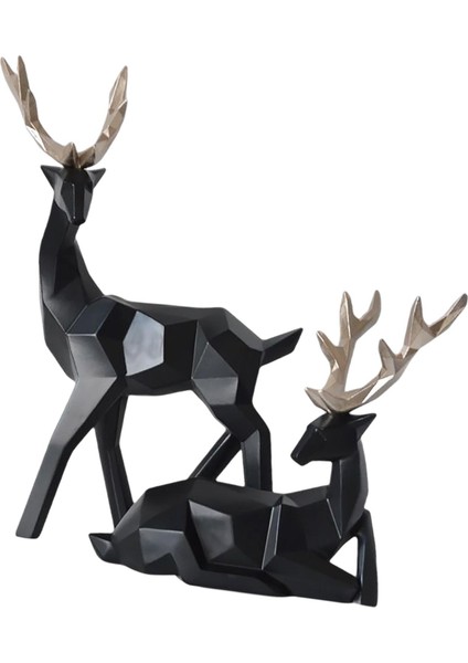 2x Modern Çift Geyik Heykeli Ren Geyiği Figürinler Yemek Odası Dekorasyonu B_black (Yurt Dışından) fiyatları