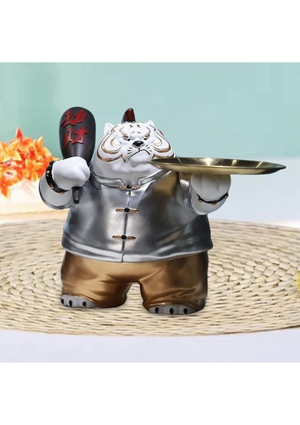 Reçine Tiger Heykel Depolama Tepsisi Ev Dekoru Giriş Gümüş Için Aksanlar (Yurt Dışından)