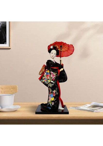 12 "japon Geisha Minyatür Figürinler Heykeli El Yapımı Reçine Masaüstü , Süs, 13CMX13CMX30CM Siyah Için (Yurt Dışından) indirimleri