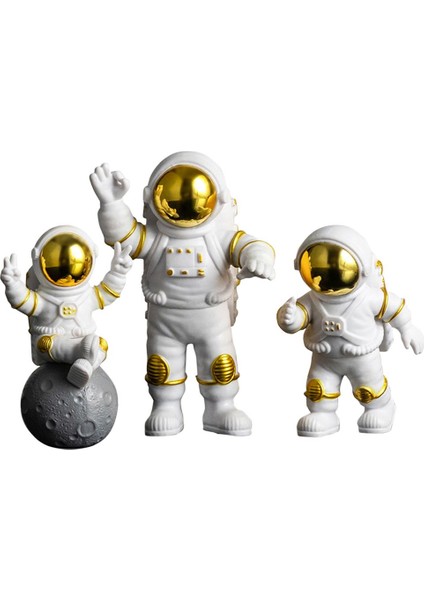 3x Pvc Astronot Heykel Kabini Spacean Figürin Kitaplık Heykel El Sanatları Altın (Yurt Dışından) fiyatları