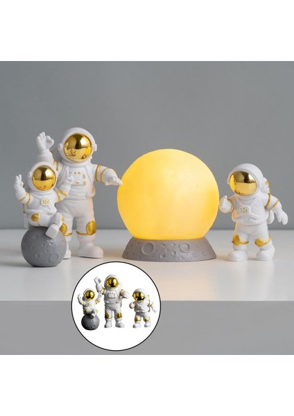 3x Pvc Astronot Heykel Kabini Spacean Figürin Kitaplık Heykel El Sanatları Altın (Yurt Dışından) modelleri