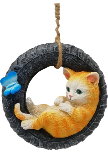 Reçine Asma Lastik Kedi Heykel Peyzaj Yard Çit Ev Veranda Süsleme (Yurt Dışından) fiyatları