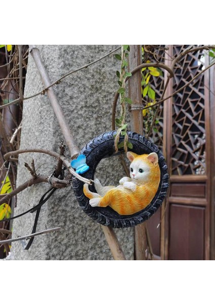 Reçine Asma Lastik Kedi Heykel Peyzaj Yard Çit Ev Veranda Süsleme (Yurt Dışından) fırsatları