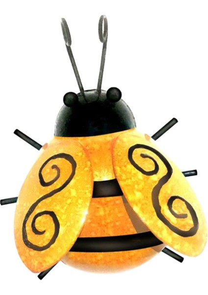 3D Metal Ladybug Süsler Asılı Duvar Heykeli Avlu Dekor Lifelike Sarı (Yurt Dışından)