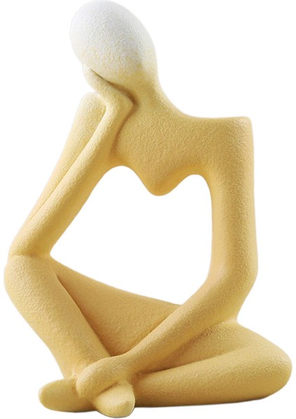 Bhuuno Thinker Heykel Seramik Masaüstü Vazo Ev Raf Heykelleri Sarı 19X14X8.5CM (Yurt Dışından)