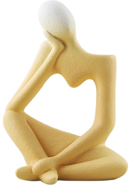 Bhuuno Thinker Heykel Seramik Masaüstü Vazo Ev Raf Heykelleri Sarı 19X14X8.5CM (Yurt Dışından) fiyatları