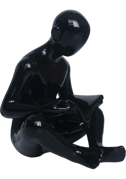 Yaratıcı Okuyucu Heykeli El Sanatları Dekorasyon Heykeli Kitap Bahçesi Siyah (Yurt Dışından) fiyatları