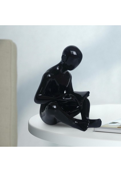 Yaratıcı Okuyucu Heykeli El Sanatları Dekorasyon Heykeli Kitap Bahçesi Siyah (Yurt Dışından) fırsatları
