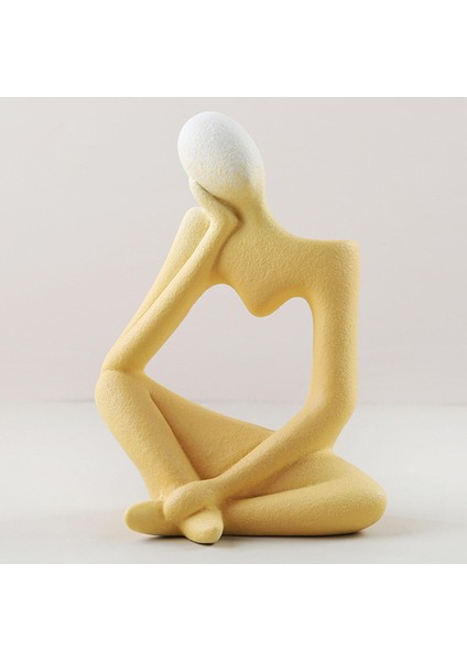 Bhuuno Thinker Heykel Seramik Masaüstü Vazo Ev Raf Heykelleri Sarı 19X14X8.5CM (Yurt Dışından) fırsatları
