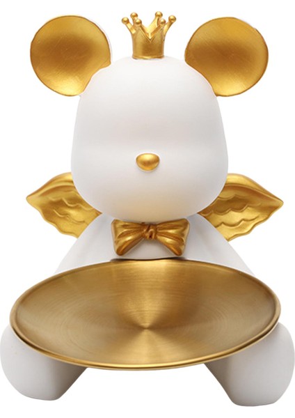 Ayı Heykel Depolama Tepsisi Dekor Moda Heykelcik Duran Heykel Süs Beyaz (Yurt Dışından) fiyatları