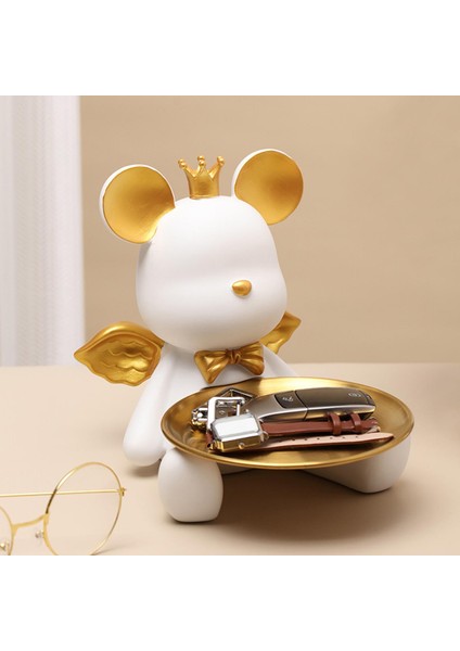 Ayı Heykel Depolama Tepsisi Dekor Moda Heykelcik Duran Heykel Süs Beyaz (Yurt Dışından) fırsatları
