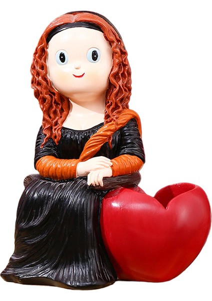 Yaratıcı Çizgi Film El Sanatları Dekoratif Karikatür Süs Heykelleri Masaüstü Mona Lisa Black (Yurt Dışından)