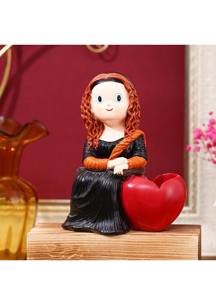 Yaratıcı Çizgi Film El Sanatları Dekoratif Karikatür Süs Heykelleri Masaüstü Mona Lisa Black (Yurt Dışından) modelleri