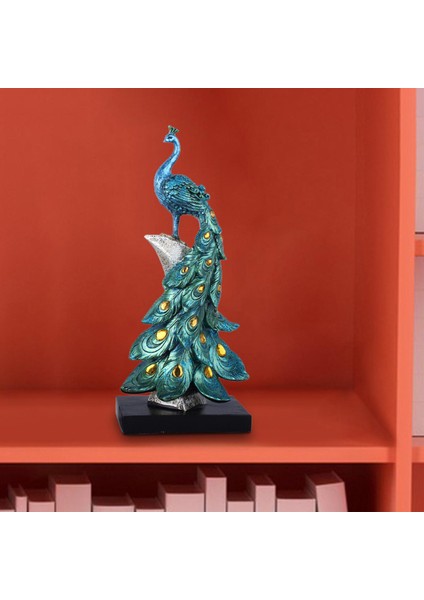 Peacock Heykeli Heykel Heykel Düğün Hediyesi Ev Kitaplığı Sanat Dekor Mavi S (Yurt Dışından) modelleri