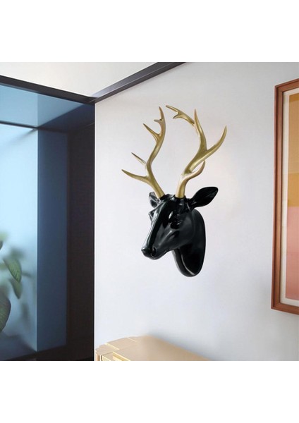 Geyik Kafa Heykel Hayvanı Figürinler Duvar Montajı Tv Dekor Süsleri Siyah Altın Için Iş (Yurt Dışından) fiyatları