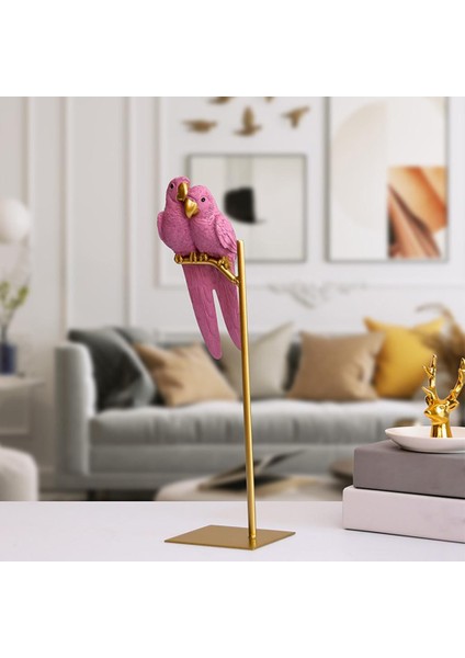 Reçine Hayvan Papağan Heykeli Heykel Figürinleri Dolap Oturma Odası Ev Pembe (Yurt Dışından)