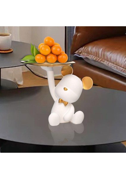 Yaratıcı Reçine Ayı Figürin Heykel Paraları Giriş Depolama Tepsisi Organizatör Beyaz (Yurt Dışından) indirimleri