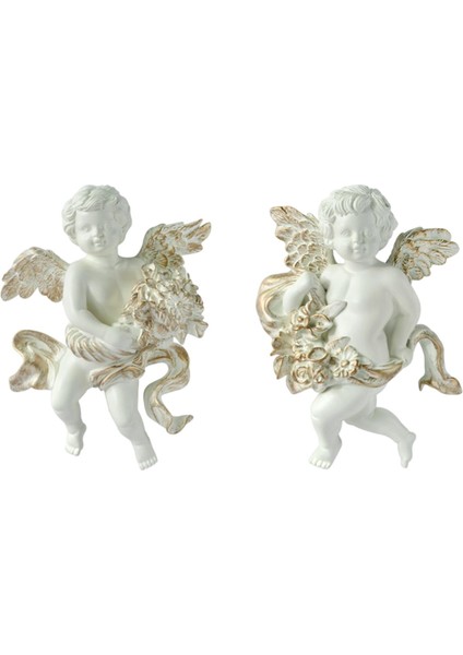 2pcs Angel Heykel Figürinleri Yemek Odası Için Cherub Duvar Heykeli Ev Odası B (Yurt Dışından)