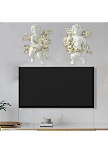 2pcs Angel Heykel Figürinleri Yemek Odası Için Cherub Duvar Heykeli Ev Odası B (Yurt Dışından) modelleri