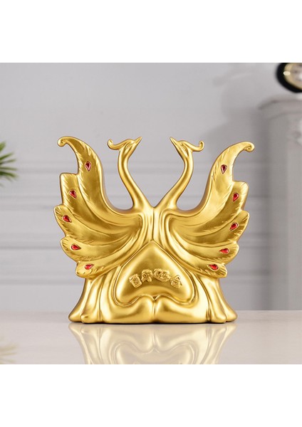 Swan Heykel Reçine Heykelcik Sanat Zanaat Heykeli Masaüstü Ev Oturma Odası Altın (Yurt Dışından)