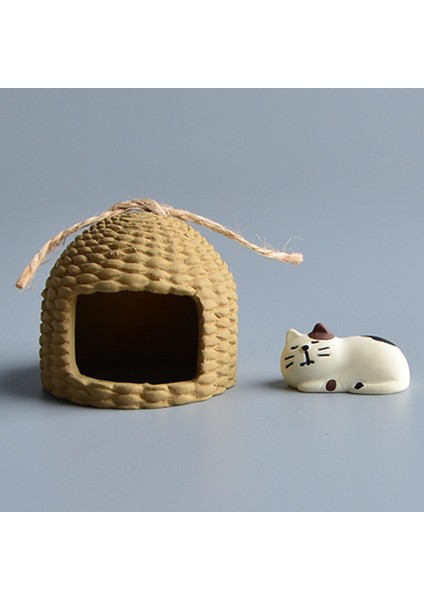 Yatak Çadırında Uyuyan Kedi Heykelcik Hayvan Minyatürleri Masaüstü Süs El Sanatları (Yurt Dışından) fırsatları