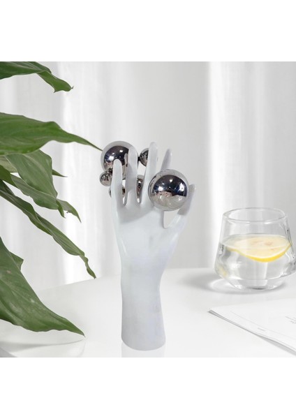 Reçine Beyaz El Gümüş Toplar Heykel Figürinler Özet Sanat Basit L 12X11X27CM (Yurt Dışından)