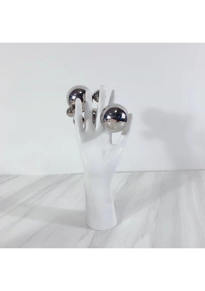 Reçine Beyaz El Gümüş Toplar Heykel Figürinler Özet Sanat Basit L 12X11X27CM (Yurt Dışından) modelleri