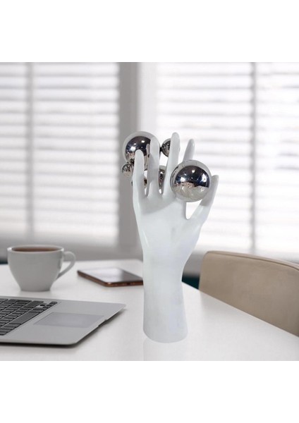 Reçine Beyaz El Gümüş Toplar Heykel Figürinler Özet Sanat Basit L 12X11X27CM (Yurt Dışından) fırsatları