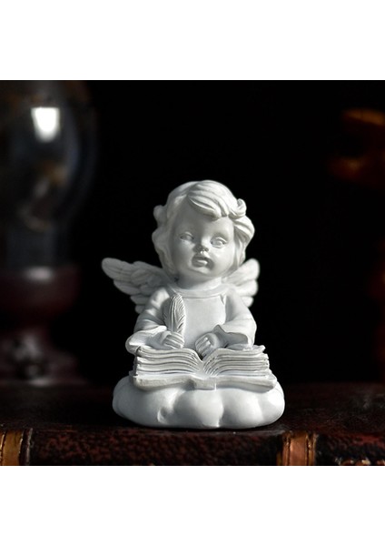 Reçine Melek Heykelcik Beyaz Heykeli Bahçe Masaüstü Süsler Yazıyor Diz Çökmüş (Yurt Dışından) modelleri