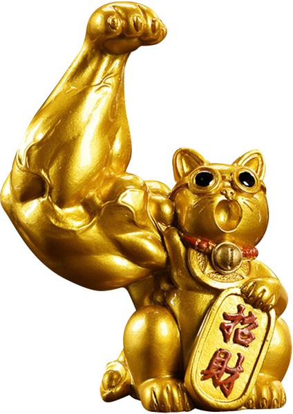 Lucky Cat Figurine Heykel Feng Shui Heykeli Dekorasyon Için Ev Ofisi Düzenli Sağ (Yurt Dışından)