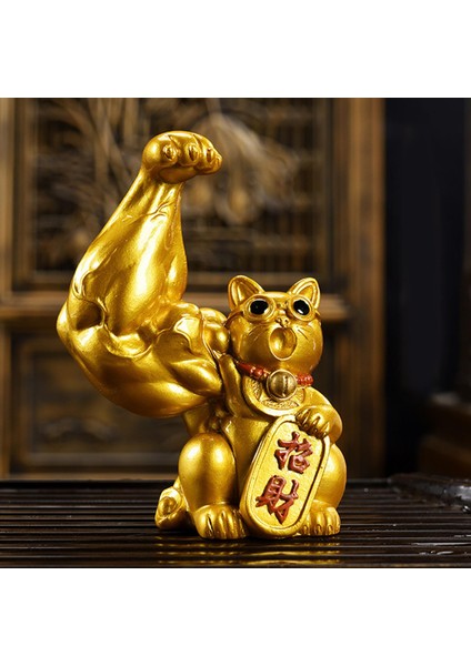 Lucky Cat Figurine Heykel Feng Shui Heykeli Dekorasyon Için Ev Ofisi Düzenli Sağ (Yurt Dışından) fiyatları