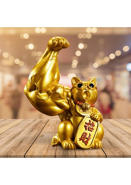 Lucky Cat Figurine Heykel Feng Shui Heykeli Dekorasyon Için Ev Ofisi Düzenli Sağ (Yurt Dışından) fırsatları