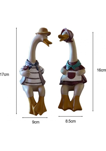 Bir Çift Ördek Heykeli Masaüstü Dekor Için Ev Ofis Avlu Bahçe Süsleri 2pcs 16X8.5CM (Yurt Dışından) fırsatları