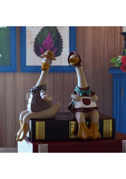 Bir Çift Ördek Heykeli Masaüstü Dekor Için Ev Ofis Avlu Bahçe Süsleri 2pcs 16X8.5CM (Yurt Dışından) indirimleri