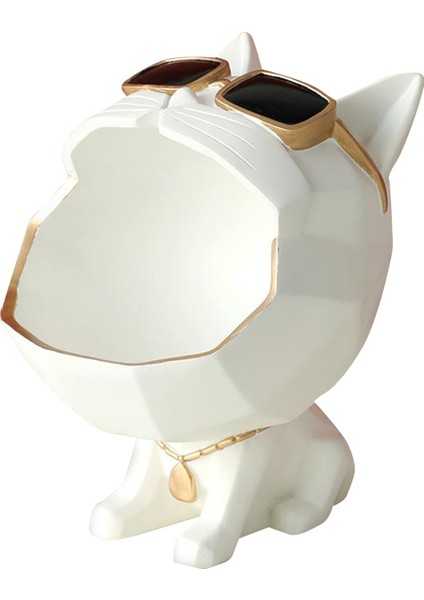 Kedi Depolama Tepsisi Tutucu Heykeli Artware Heykeli Ev Ofis Dekor Beyaz (Yurt Dışından)