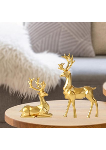 Premium Elk Figürinler Tablo Heykel Geyik Hayvan Ren Geyiği Süsleri Hediye 2 Adet (Yurt Dışından) fırsatları