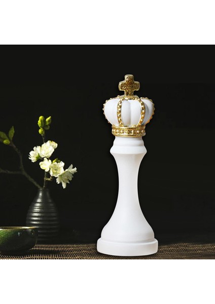 Altın Boya ile Satranç Parçaları Heykeli Uluslararası Satranç Figürinleri Masa Beyaz Kral Şekli Için (Yurt Dışından) indirimleri